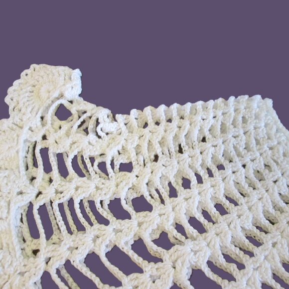 70's,80's Victorian style era vtg ecru white crocheted 11 button up dress collar - Picture 9 of 12